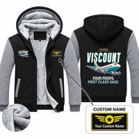 Thumbnail for Vickers Viscount 800 Zipped Sweatshirts - Cartoon + Name - Black & Gray