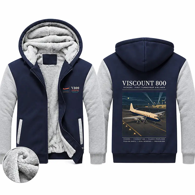 Vickers Viscount 800 Zipped Sweatshirts - Poster - Navy & Gray