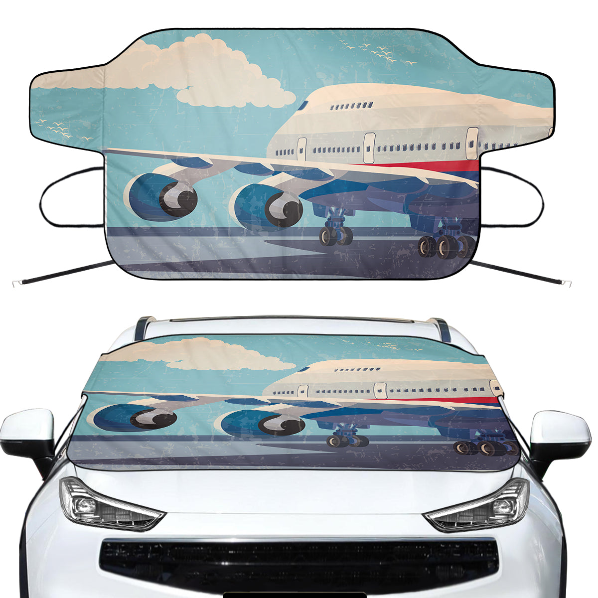 Vintage Boeing 747 Designed Car Windshield Snow Covers