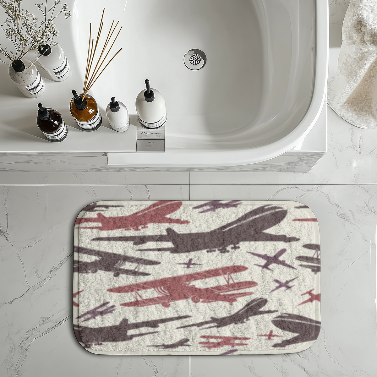 Vintage & Jumbo Airplanes Designed Bath Mats
