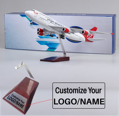Side view of Virgin Atlantic Boeing 747 Airplane Model (1/160 Scale - 47CM) aviation LED model airplane in diecast metal with.