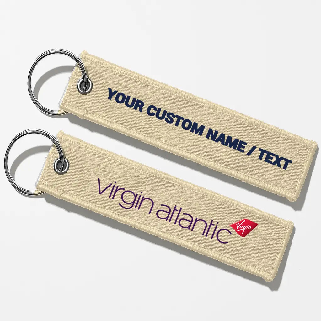 Virgin Atlantic Airlines Crew & Staff Tag Key Chains - Beige - Personalized