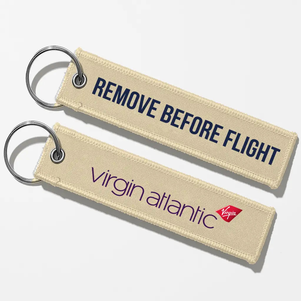 Virgin Atlantic Airlines Crew & Staff Tag Key Chains - Beige - Remove Before Flight