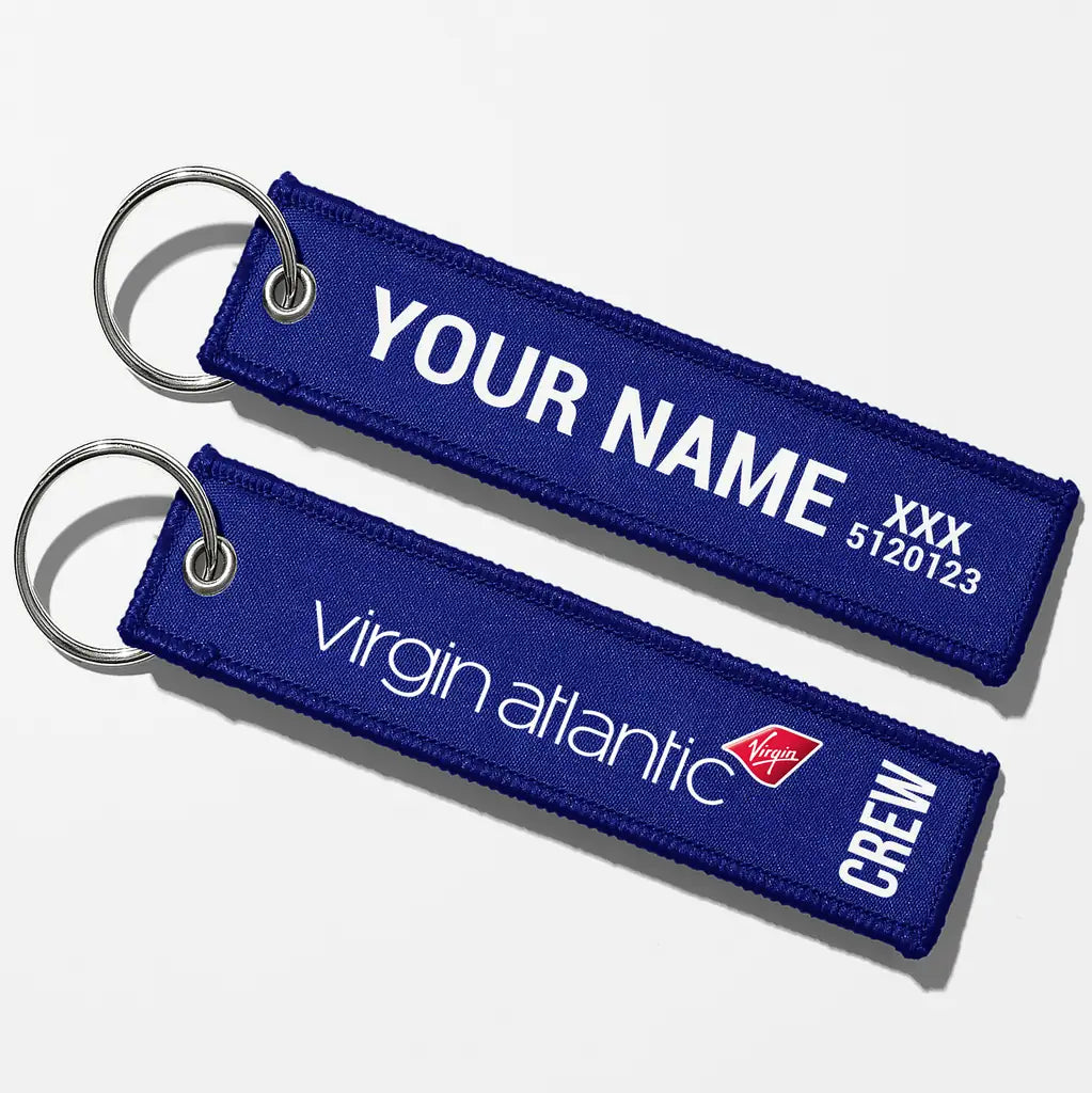Virgin Atlantic Airlines Crew & Staff Tag Key Chains - Blue - Crew + Name