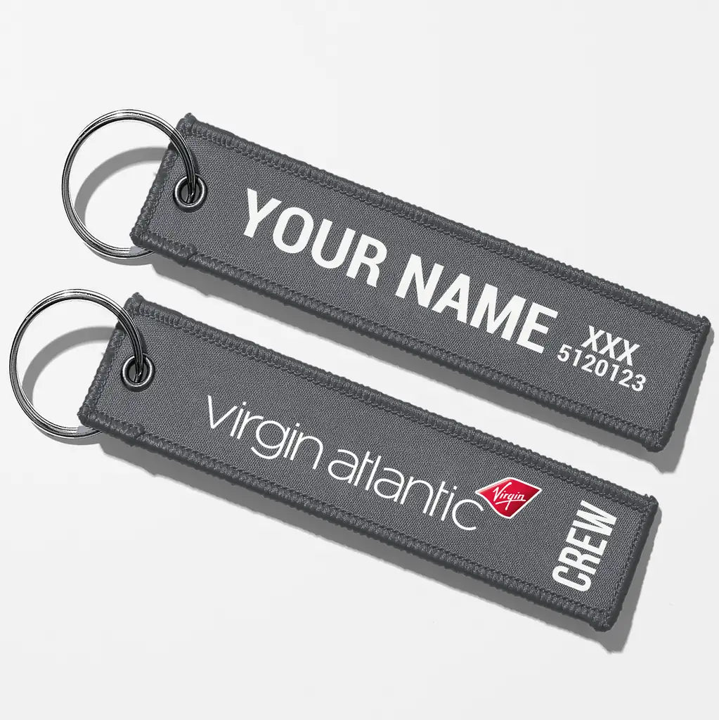 Virgin Atlantic Airlines Crew & Staff Tag Key Chains - Gray - Crew + Name