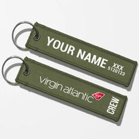 Thumbnail for Virgin Atlantic Airlines Crew & Staff Tag Key Chains - Green Army - Crew + Name