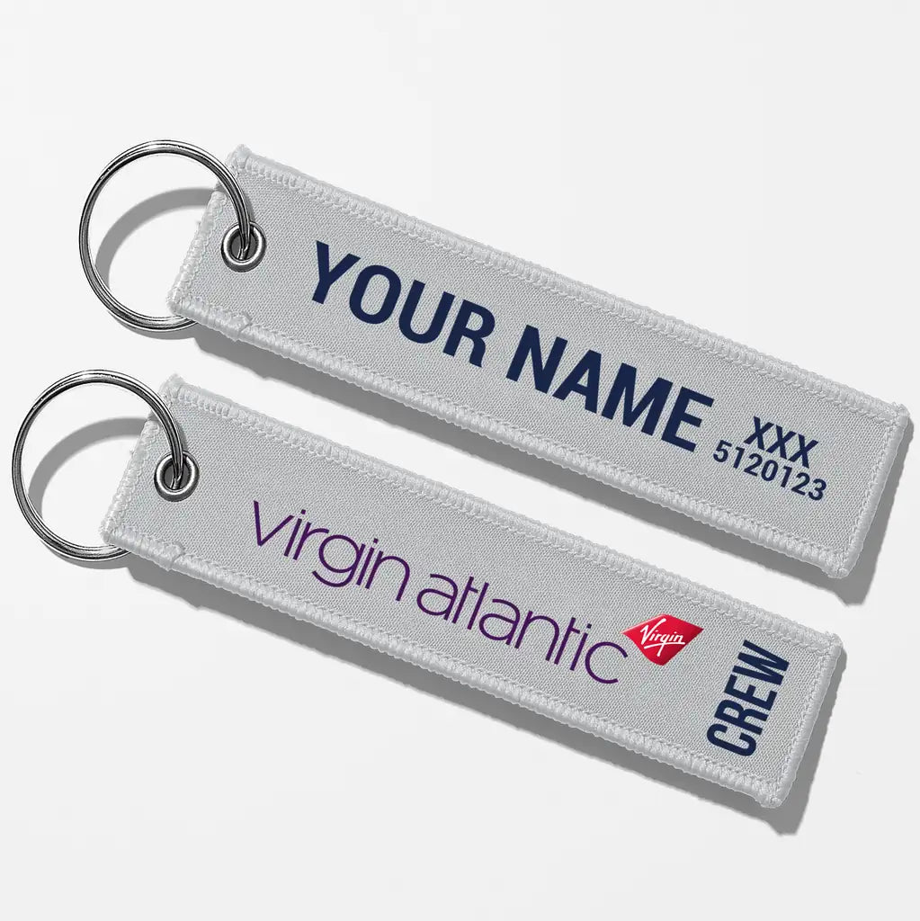 Virgin Atlantic Airlines Crew & Staff Tag Key Chains - Light Gray - Crew + Name