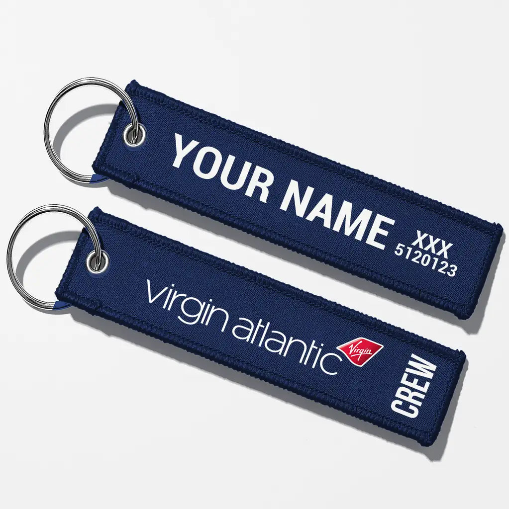 Virgin Atlantic Airlines Crew & Staff Tag Key Chains - Navy Blue - Crew + Name