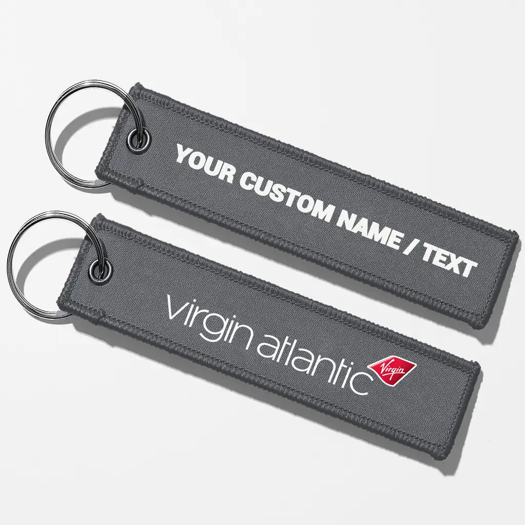 Virgin Atlantic Airlines Crew & Staff Tag Key Chains - Gray - Personalized