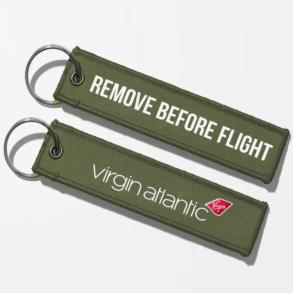 Virgin Atlantic Airlines Crew & Staff Tag Key Chains - Green Army - Remove Before Flight