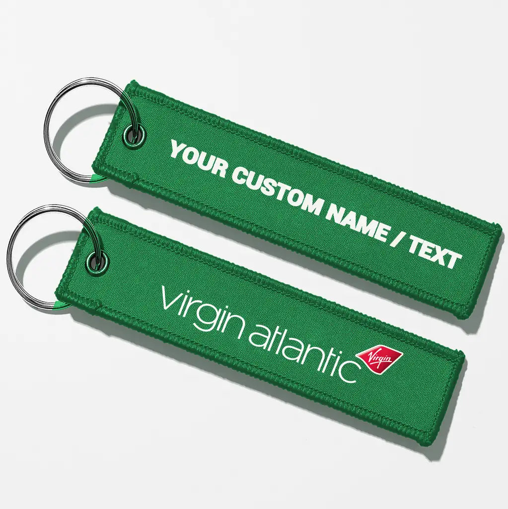 Virgin Atlantic Airlines Crew & Staff Tag Key Chains - Green - Personalized