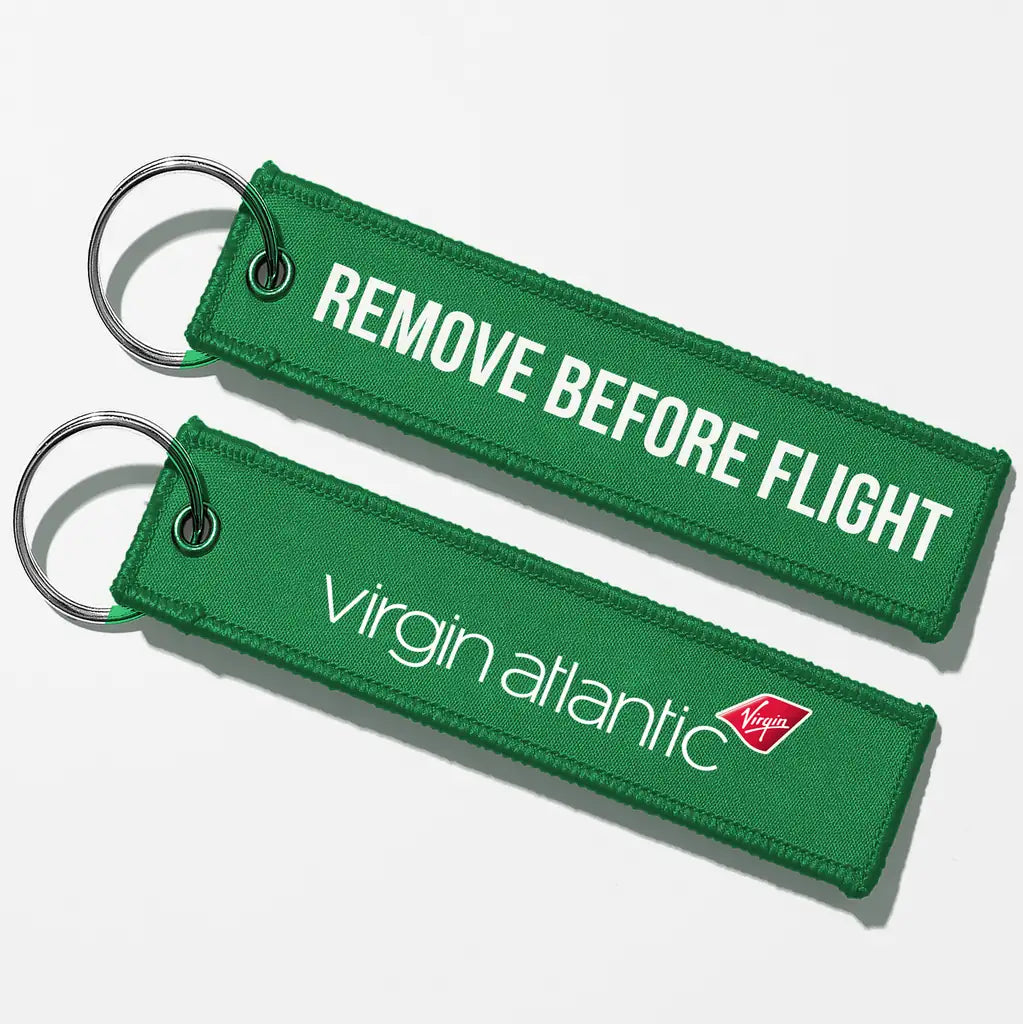 Virgin Atlantic Airlines Crew & Staff Tag Key Chains - Green - Remove Before Flight