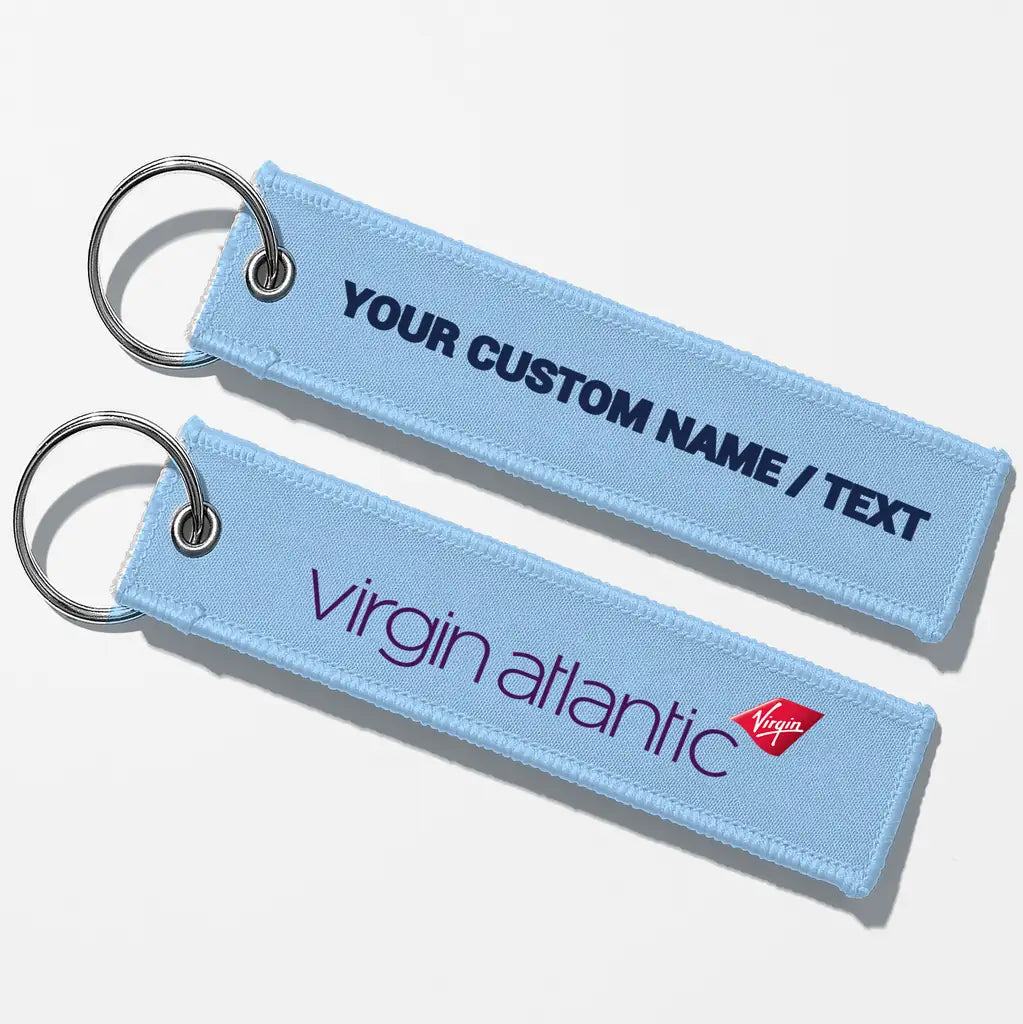 Virgin Atlantic Airlines Crew & Staff Tag Key Chains - Light Blue - Personalized