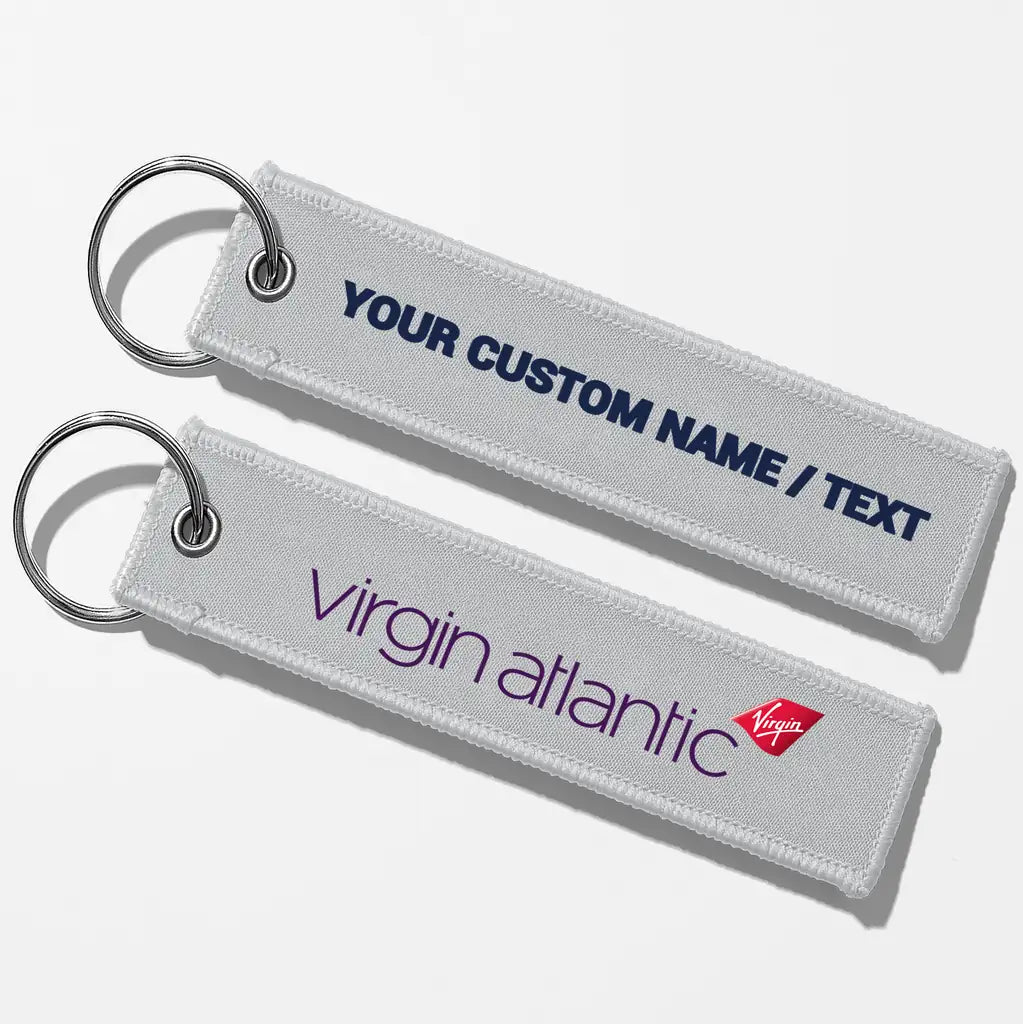 Virgin Atlantic- Airlines Crew & Staff Tag Key Chains - Light Gray - Personalized
