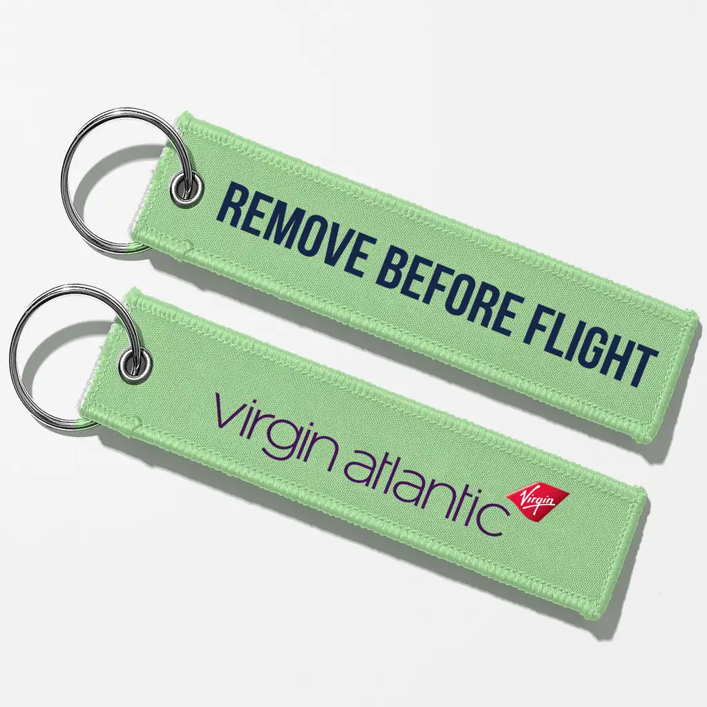 Virgin Atlantic- Airlines Crew & Staff Tag Key Chains - Light Green - Remove Before Flight