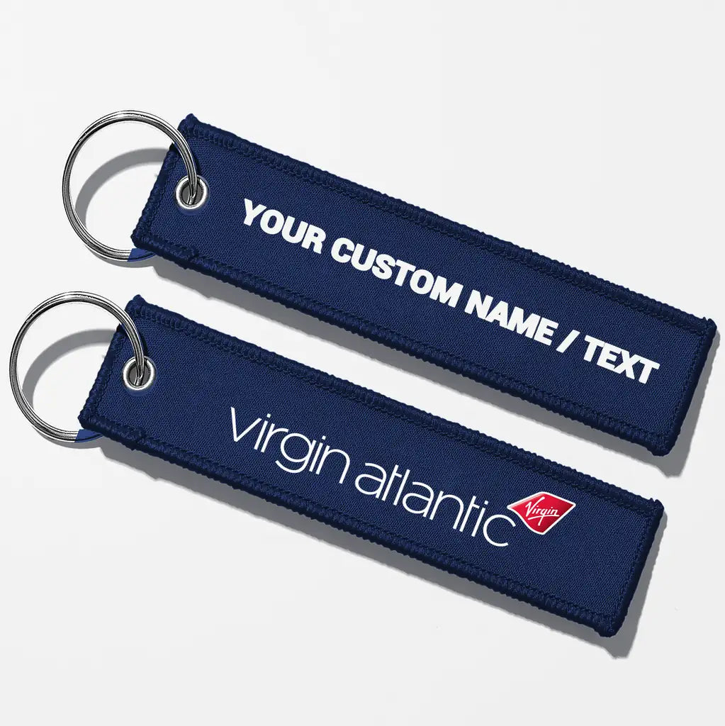 Virgin Atlantic- Airlines Crew & Staff Tag Key Chains - Navy Blue - Personalized