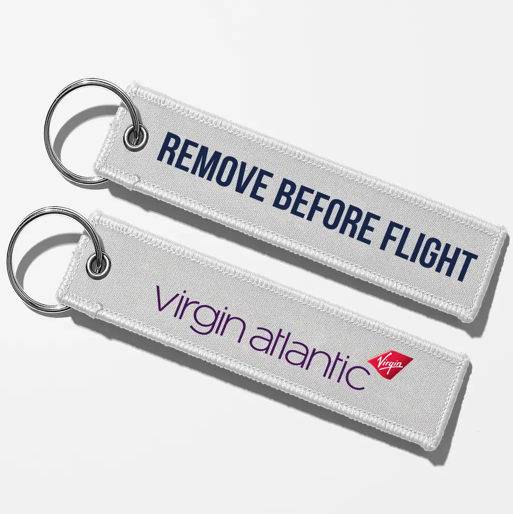 Virgin Atlantic- Airlines Crew & Staff Tag Key Chains - White - Remove Before Flight