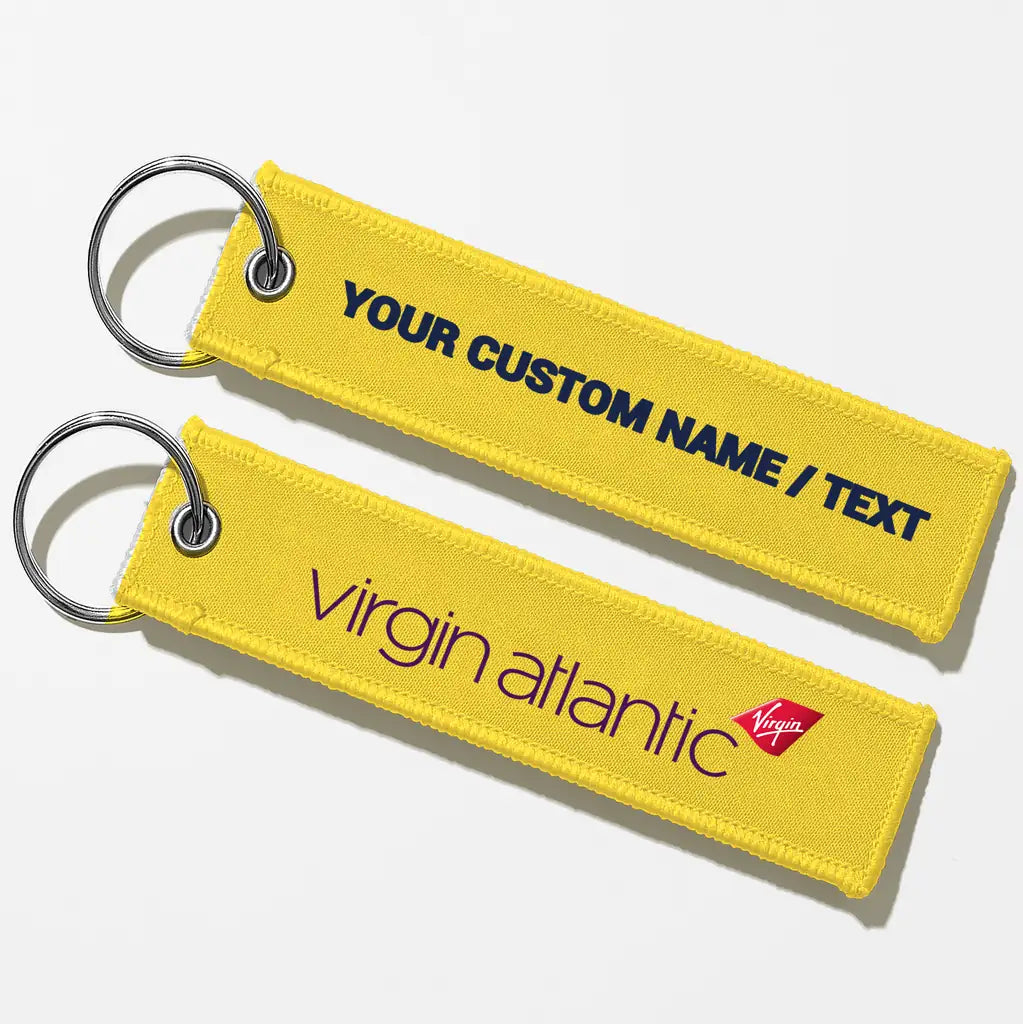 Virgin Atlantic- Airlines Crew & Staff Tag Key Chains - Yellow - Personalized