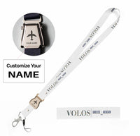 Thumbnail for Volos City Series seat belt lanyard - white with name