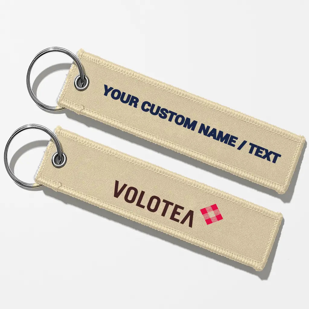 Volotea Airlines Crew & Staff Tag Key Chains - Beige - Personalized