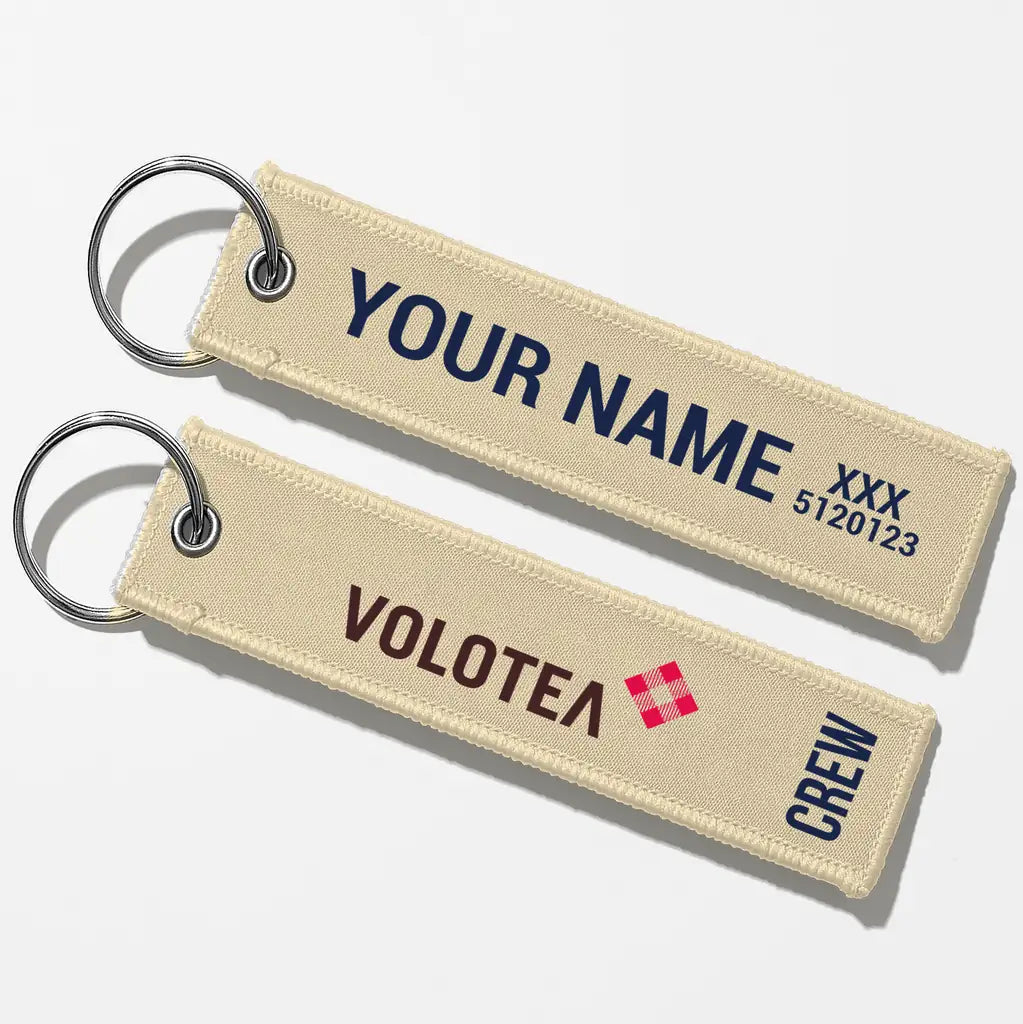 Volotea Airlines Crew & Staff Tag Key Chains - Beige - Crew + Name