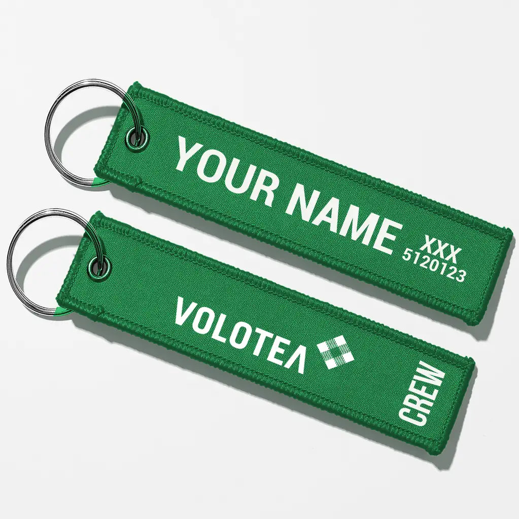 Volotea Airlines Crew & Staff Tag Key Chains - Green - Crew + Name