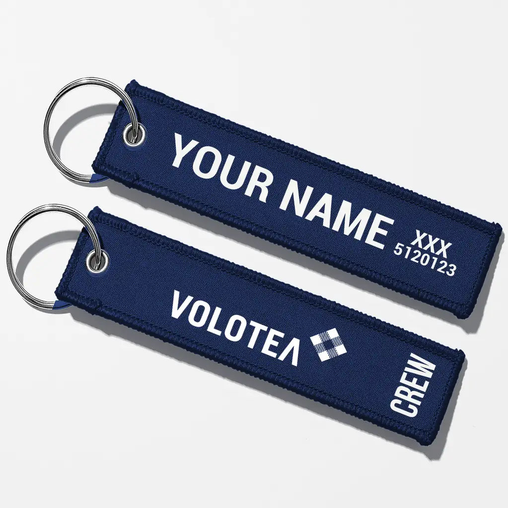 Volotea Airlines Crew & Staff Tag Key Chains - Navy Blue - Crew + Name