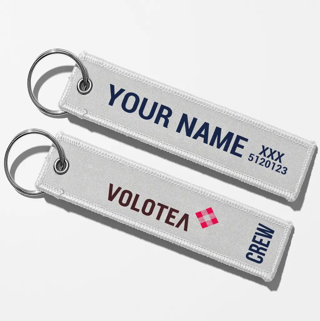 Volotea Airlines Crew & Staff Tag Key Chains - White - Crew + Name