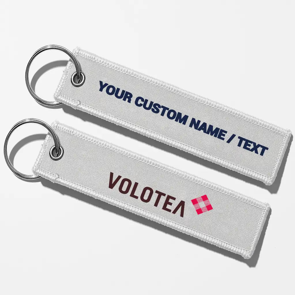 Volotea Airlines Crew & Staff Tag Key Chains - White - Personalized