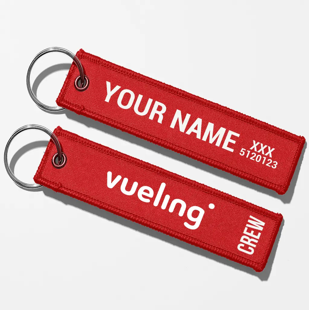 Vueling Airlines Crew & Staff Tag Key Chains - Red - Crew + Name