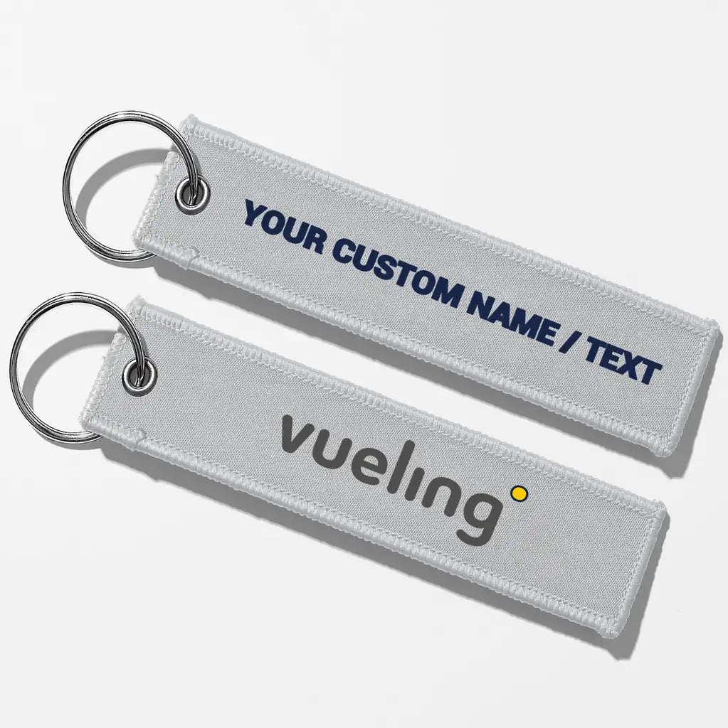 Vueling Airlines Crew & Staff Tag Key Chains - Light Gray - Personalized