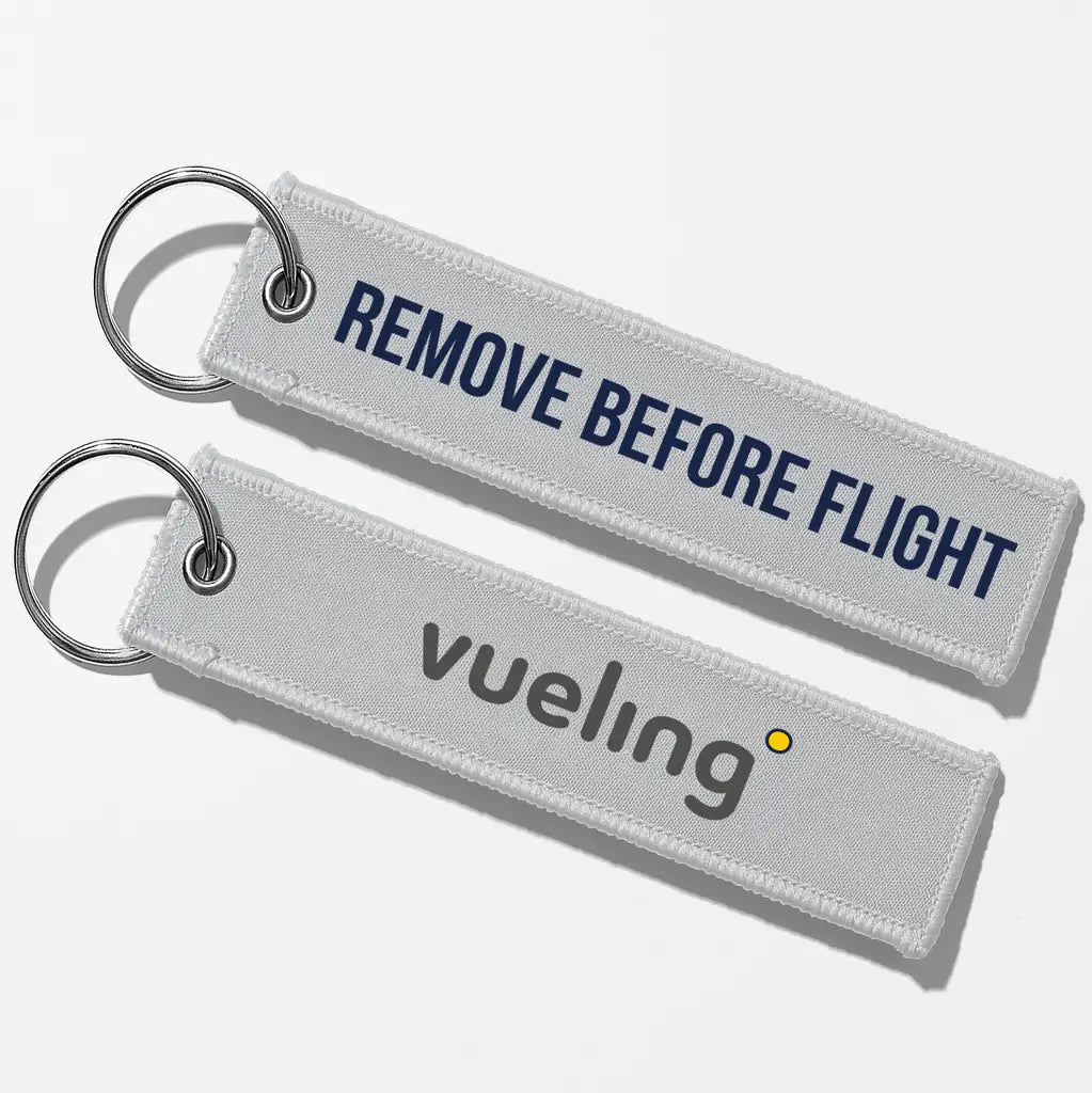 Vueling Airlines Crew & Staff Tag Key Chains - Light Gray - Remove Before Flight