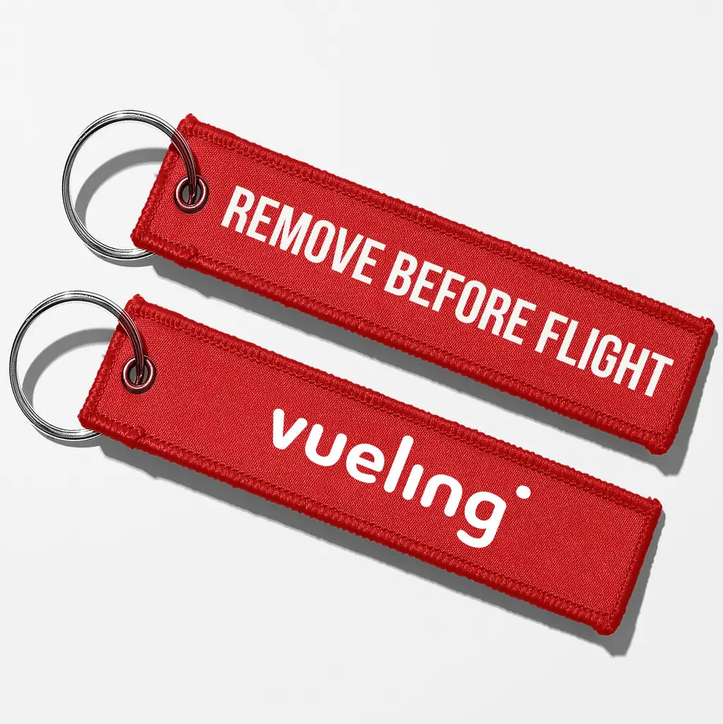 Vueling Airlines Crew & Staff Tag Key Chains - Red - Remove Before Flight