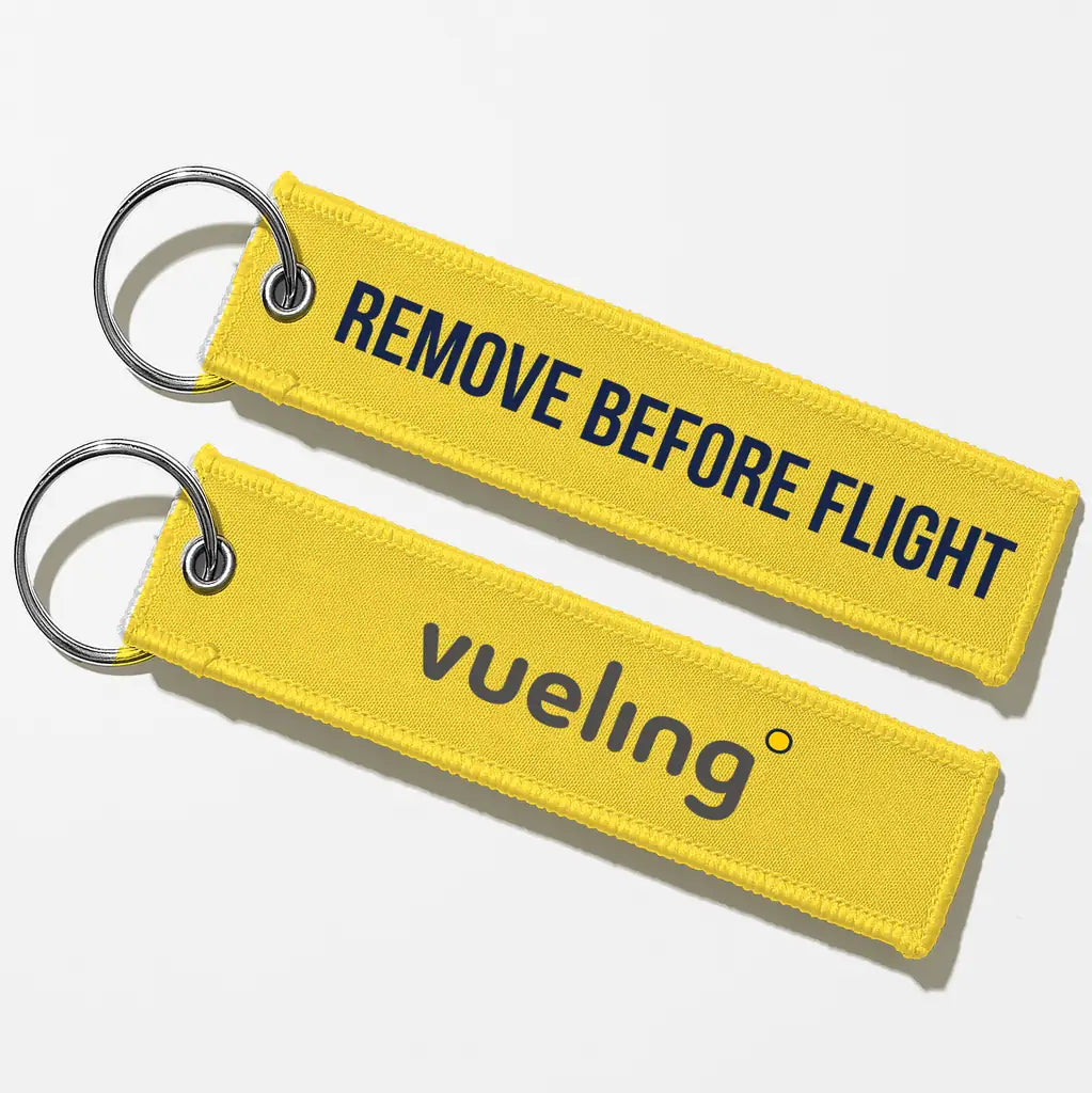 Vueling Airlines Crew & Staff Tag Key Chains - Yellow - Remove Before Flight