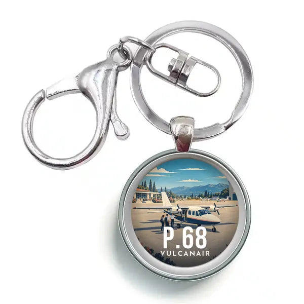 Vulcanair P.68 - 3D - Circle Key Chain - Full Print