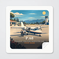 Thumbnail for Vulcanair P.68 - 3D + Name - Square Sticker - Peel