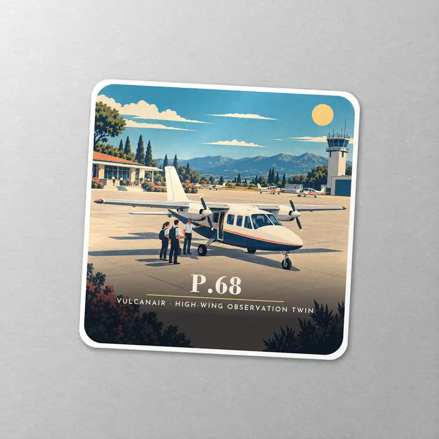 Vulcanair P.68 - 3D - Square Sticker - Close-up