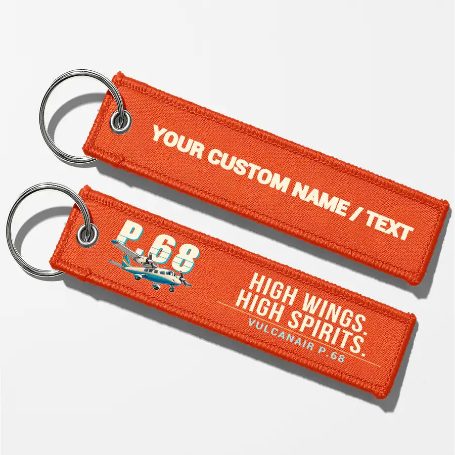Vulcanair P.68 Aviator Key Chains - Orange - Cartoon - Personalized