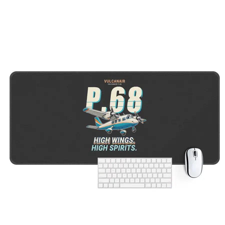 Vulcanair P.68 - Cartoon - Desk Mat - Black