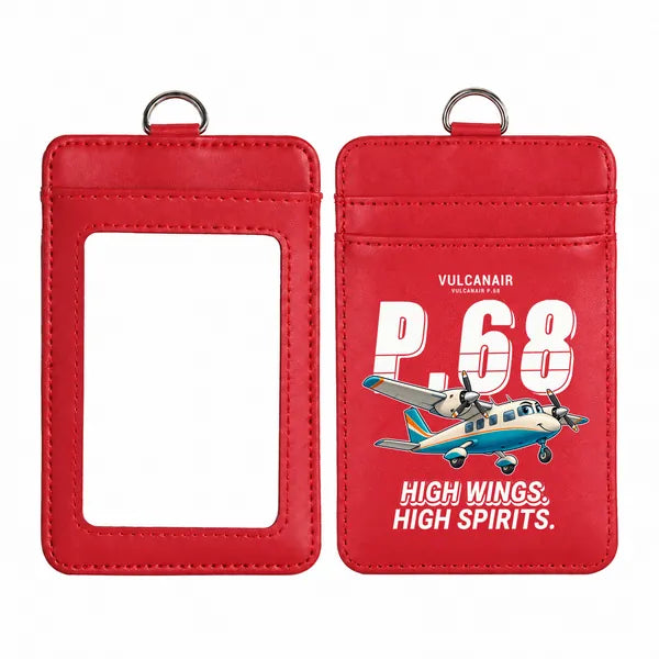 Vulcanair P.68 - Cartoon - ID Card Holder - Red