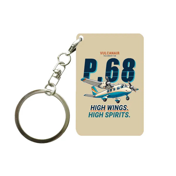 Vulcanair P.68 - Cartoon - Key Chain - Beige