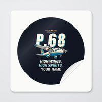 Thumbnail for Vulcanair P.68 - Cartoon + Name - Circle Sticker - Peel