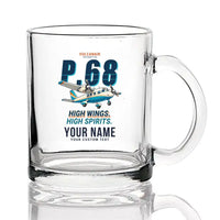 Thumbnail for Vulcanair P.68 - Cartoon + Name - Coffee & Tea Glass