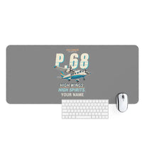 Thumbnail for Vulcanair P.68 - Cartoon + Name - Desk Mat - Gray