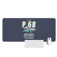 Thumbnail for Vulcanair P.68 - Cartoon + Name - Desk Mat - Navy Blue