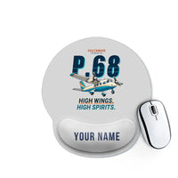 Thumbnail for Vulcanair P.68 - Cartoon + Name - Ergonomic Mouse Pad - Light Gray