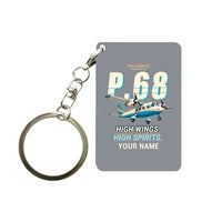 Thumbnail for Vulcanair P.68 - Cartoon + Name - Key Chain - Gray