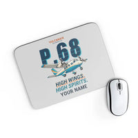 Thumbnail for Vulcanair P.68 - Cartoon + Name - Mouse Pad - Light Gray
