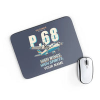 Thumbnail for Vulcanair P.68 - Cartoon + Name - Mouse Pad - Navy Blue