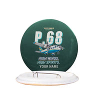 Thumbnail for Vulcanair P.68 - Cartoon + Name - Pin - Dark Green